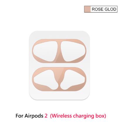 Dust-proof Dust Guard Sticker for Airpods 1 2 Metal Skin Protective Sticker for AirPods 1 Earphone Charging Box Case Cover Shell: Rose for wireless