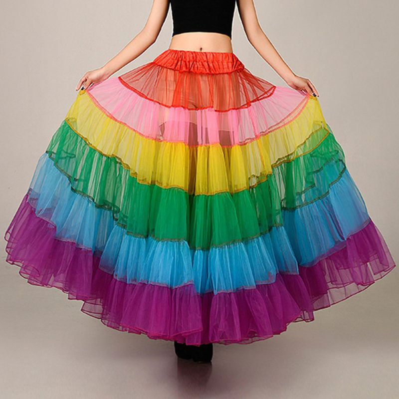 Jupon coloré sans os, robe de mariée, sous-jupe, grande danse, pendule, Tutu, Crinoline, jupon de mariée, Rockabilly