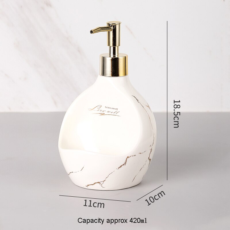 Ceramic Shampoo Bottle Modern Bathroom Soap Dispenser Set Household Dual Purpose Squeeze Bottled Daily Necessities: C4 420ml