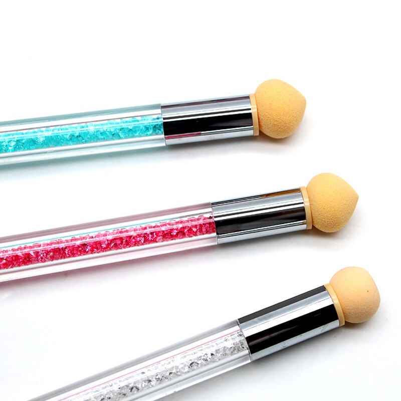 Dobbelt-endet neglebørste sæt gradient skygge pen prikkede børste svamphoved rhinsten håndtag manicure negle kunst maleværktøj