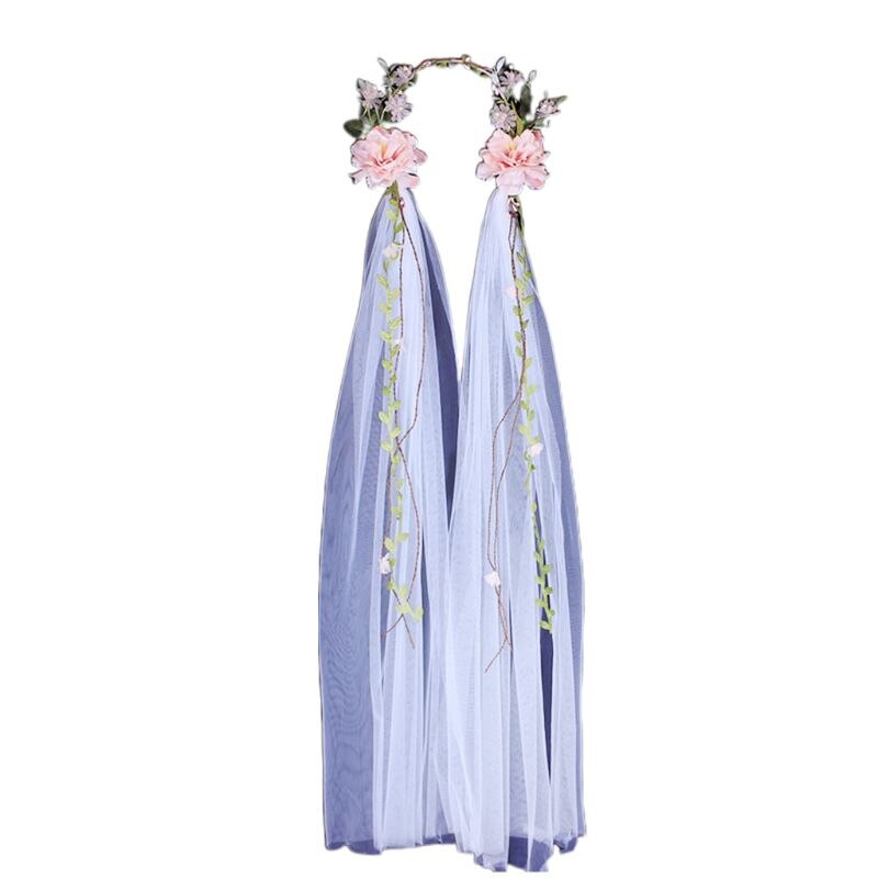 Voile de tête Rose Baroque tissé à la main, robe de mariée blanche pour femmes, couronne de cheveux