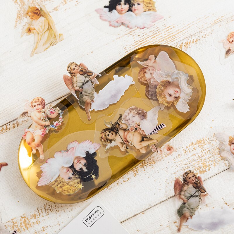 40pcs Muster Stickers Set Tulip Daisy Rose Flower Bear Angel Post Note Sticker DIY Decoration Adhesive Diary A6184