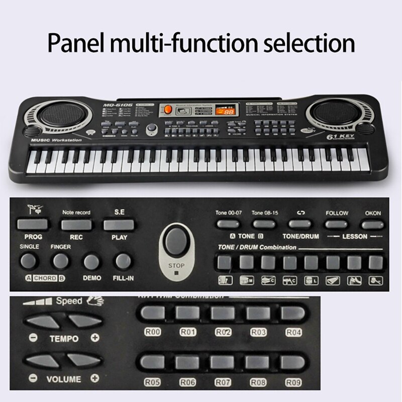 Kids Muziek Piano Toetsenbord 61 Toetsen Piano Keyboard Speelgoed Met Microfoon Piano Speelgoed Cadeau Voor Beginners Jongens Meisjes Leeftijden 3-12
