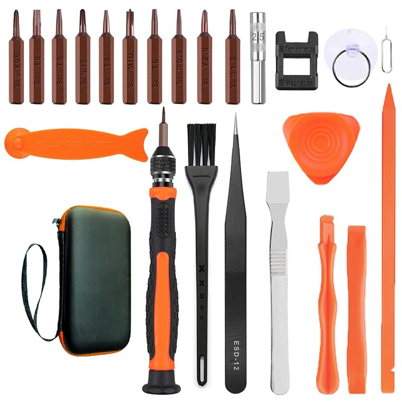 24 Kits de réparation de téléphone portable, jeu de tournevis de précision avec netizer, trousse à outils fixe pour équipement de réparation électronique