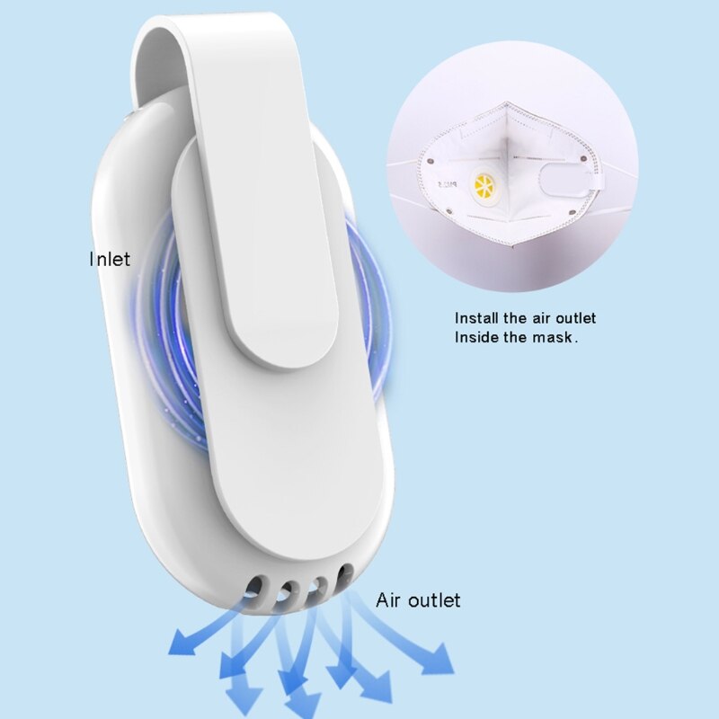 Wearable Air Mask Fan, Health Protection Clip on Fan, Make Breathing Easier U1JE
