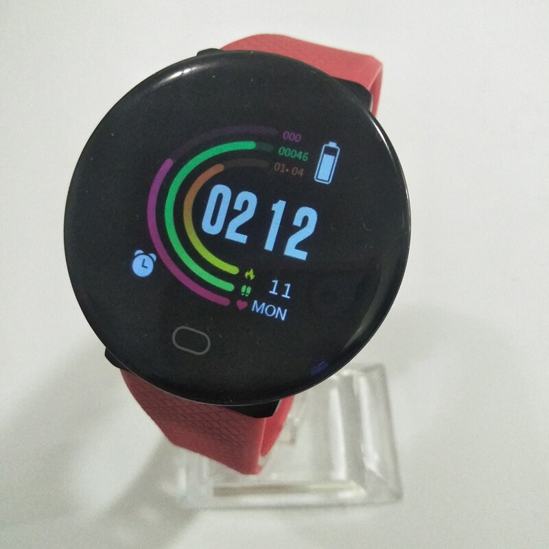 Pulseira de fitness mulheres homens ip67 à prova dip67 água 1.3 screen tela eletrônica fitness rastreador saúde coração relógio banda inteligente para android ios: Red