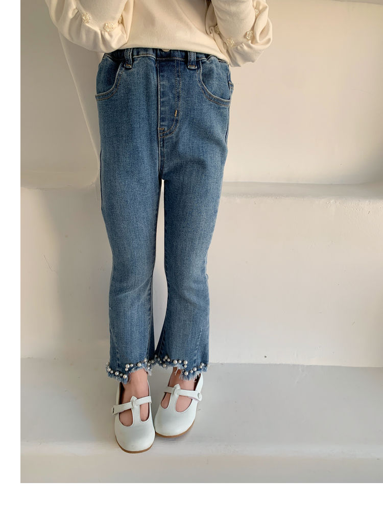Jean à perles pour filles, pantalon en Denim, 2022