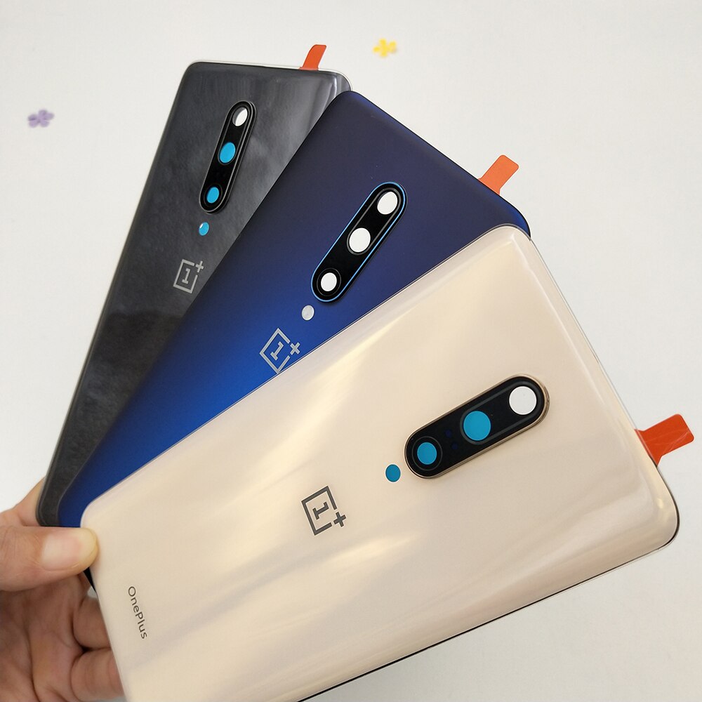 Oneplus 7 pro 7 pro lasinen takakansi takaluukun kotelon kotelon vaihto yhdelle plus 7 pro kameralinssillä + liimalla