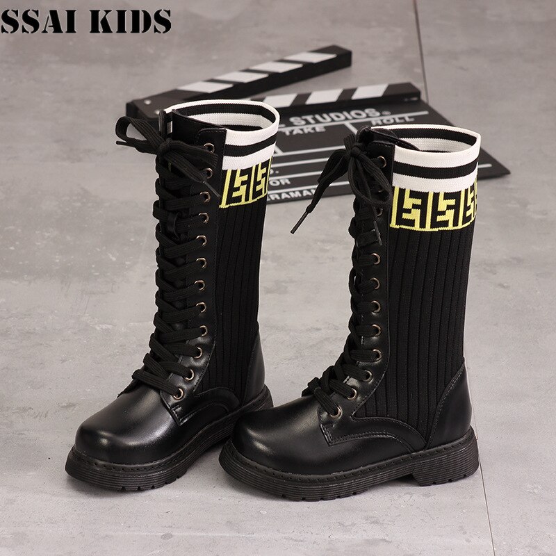 SSAI freundlicher frühling herbst neue freundlicher elastische socken schuhe Baby Mitte-rohr stiefel mädchen prinzessin stiefel mädchen schuhe
