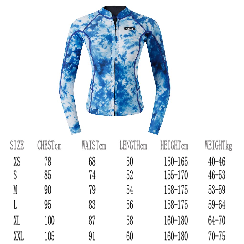 2mm Neopreen Vrouwen Dames UV Zon Bescherming Wetsuit Top Lange Mouw Rits Jas-Warm, super Stretch & Comfortabele
