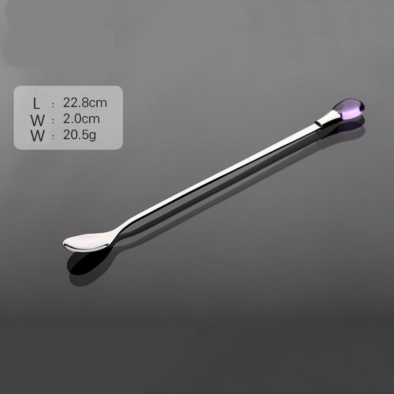 1pc skedar vattenformad sked med långa handtag i rostfritt stål glass te kaffeskedar bestick