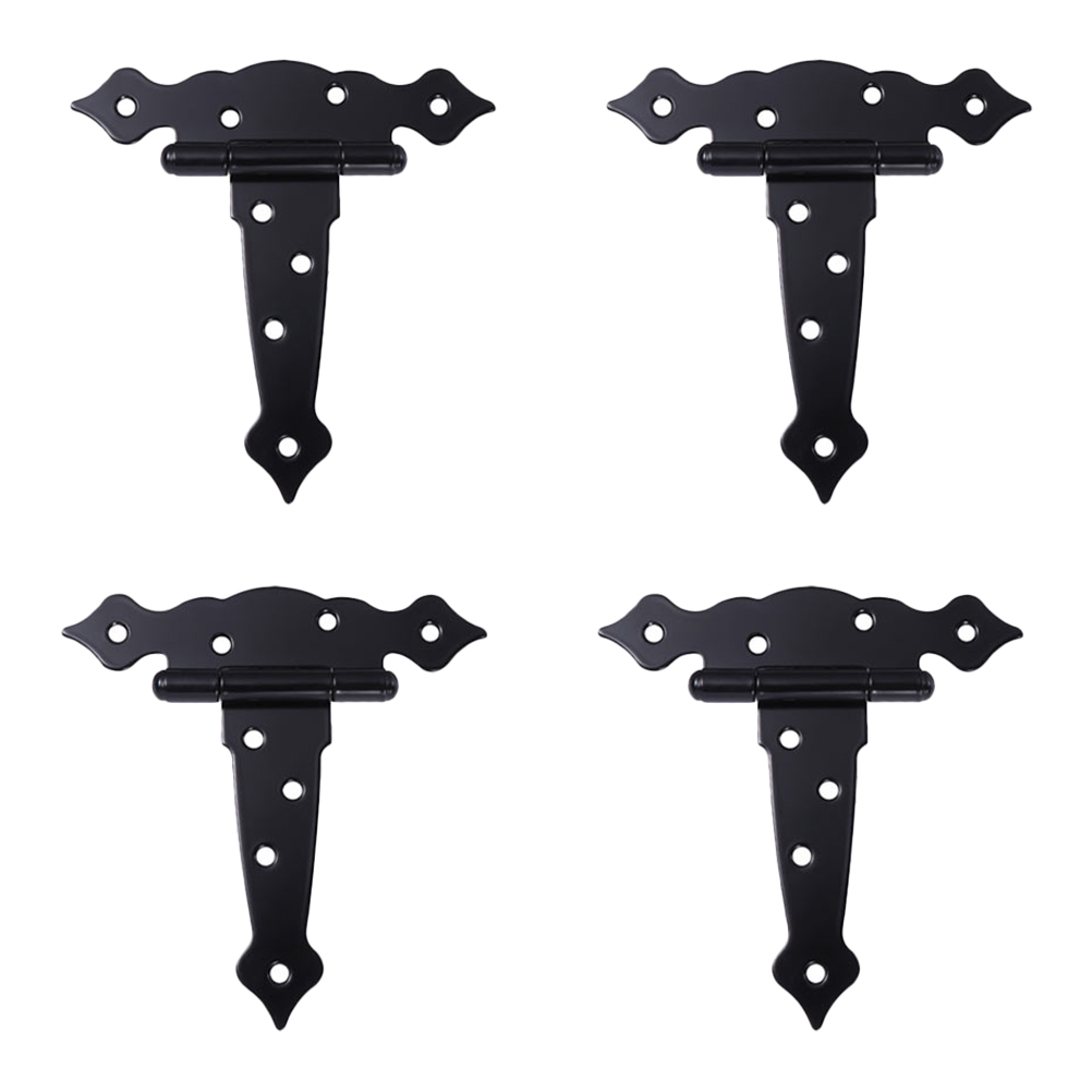 4pcs T-shaped Gate Hinges Heavy Duty Hinges Black Shed Barn Door Hinges