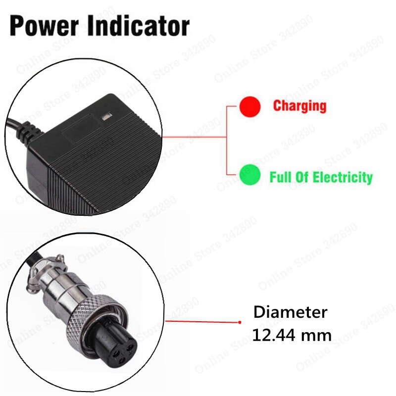 48V 2A Lood-zuur Batterij Oplader Voor 57.6V Lood-zuur Batterij Elektrische Fiets Scooters Motorfiets Lader 3-Pin GX16 Plug