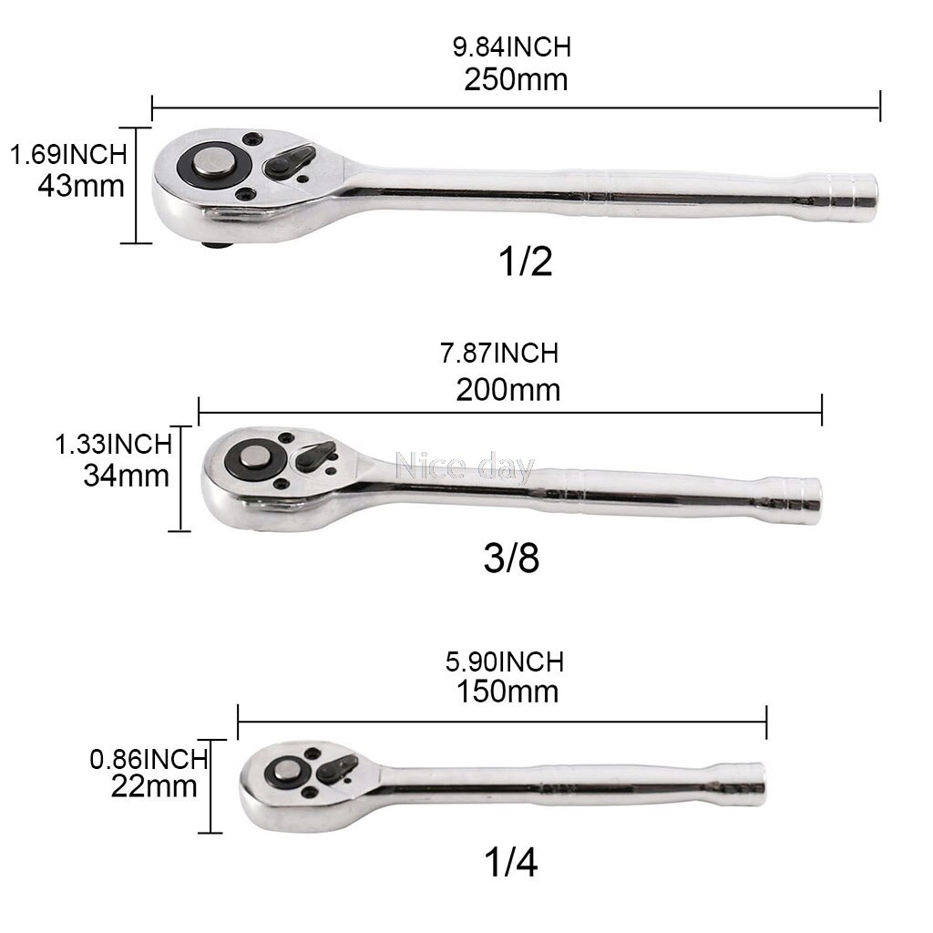 1PC HEAVY DUTY QUICK RELEASE RATCHET HANDLE SET 1/4" 3/8" 1/2" DR CARBON STEEL Ratchet Handle Mr13 20