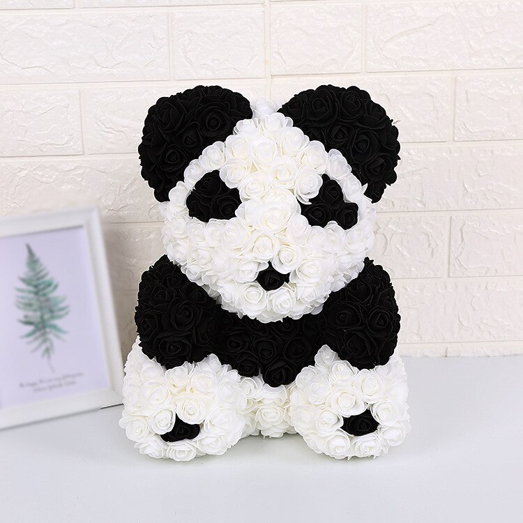 Ourson en roses artificielles, grand 40cm, ours en fleurs de polyéthylène, pour femmes, pour la saint-valentin, coffret noël mariage, décoration de maison: 17