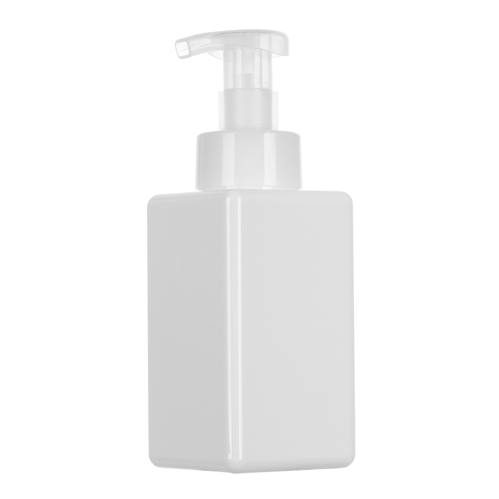 Plastic Liquid Soap Dispensers Square Clear Foaming Bottle Liquid Soap Mousse Points Bottling Shampoo Foam Pump Bottles: 650ml	White