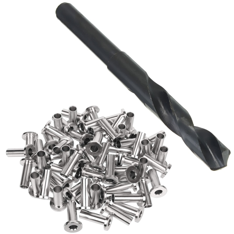 80Pack Stainless Steel Protector Sleeves for 1/8 Inch Wire Rope Cable Railing DIY Balustrade T316 Marine Grade