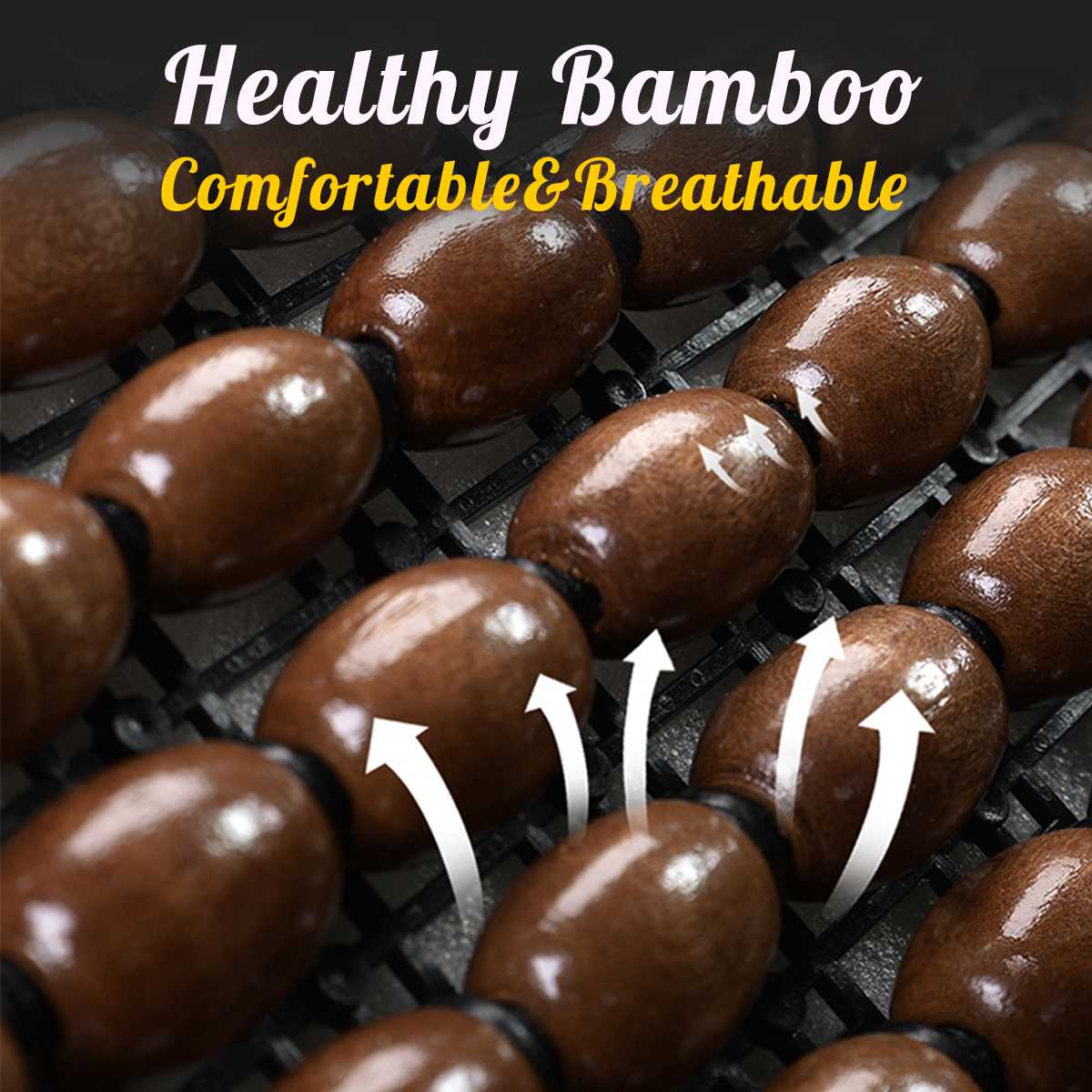 Universal Summer Cooling Auto Front Seat Cushion Protector Beads Leather + Bamboo Car Seat Covers Breathable