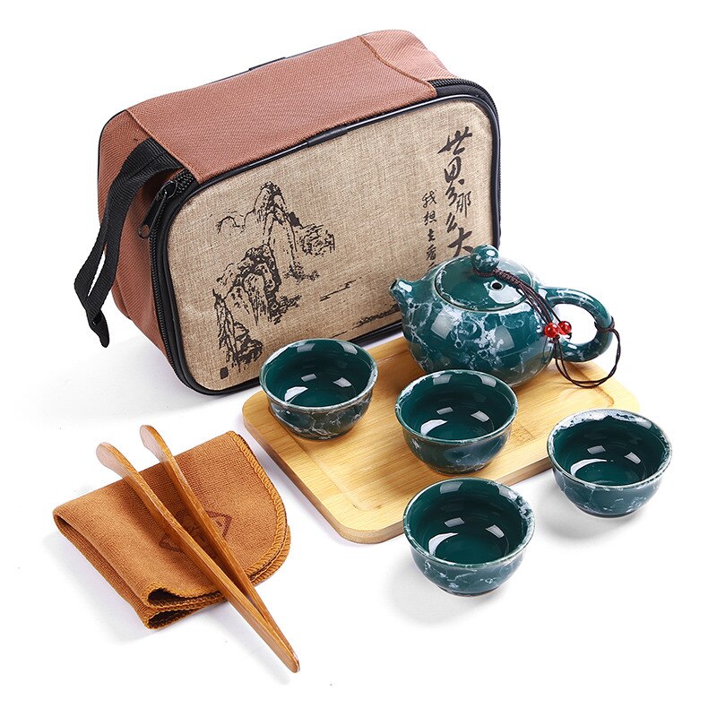 Tragbare Keramik Teegeschirr Set Chinesischen Kung Fu Tee-Set Teekanne Teegeschirr Mit Reisenden Tasche Teaset Gaiwan Tee Tassen Tee zeremonie: 01
