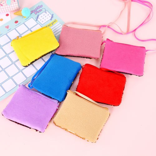 Baby Sequins Coin Purse Change Wallet Kids Pouch Glittering Clutch Bags Satchel Blue Pink Purple Red Yellow Champagne