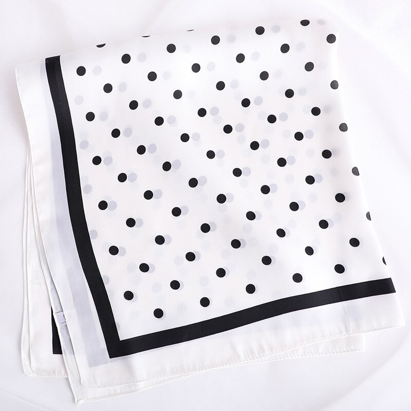 Pricktryckt halsduk siden satin hårscarf för kvinnor små sjalar hårscarfs dam 70*70cm fyrkantiga väskor halsdukar för damer: 10