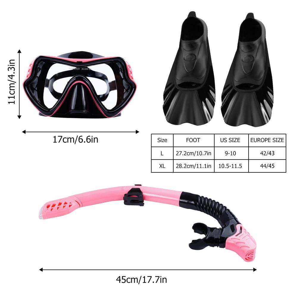 Snorkeling Set Silicone Swim Goggles Scuba Diving Mask Dry Snorkel Swim Fins buceo маска для плавания очки для плавания