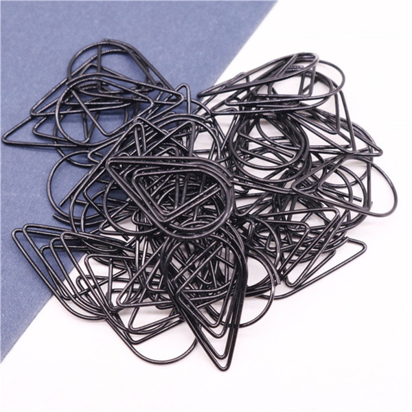 Clips de papel para modelado, Material metálico con forma de gota de agua, marcapáginas de color dorado, plateado y negro, 2,5x1,5 cm, 50 unids/lote: black