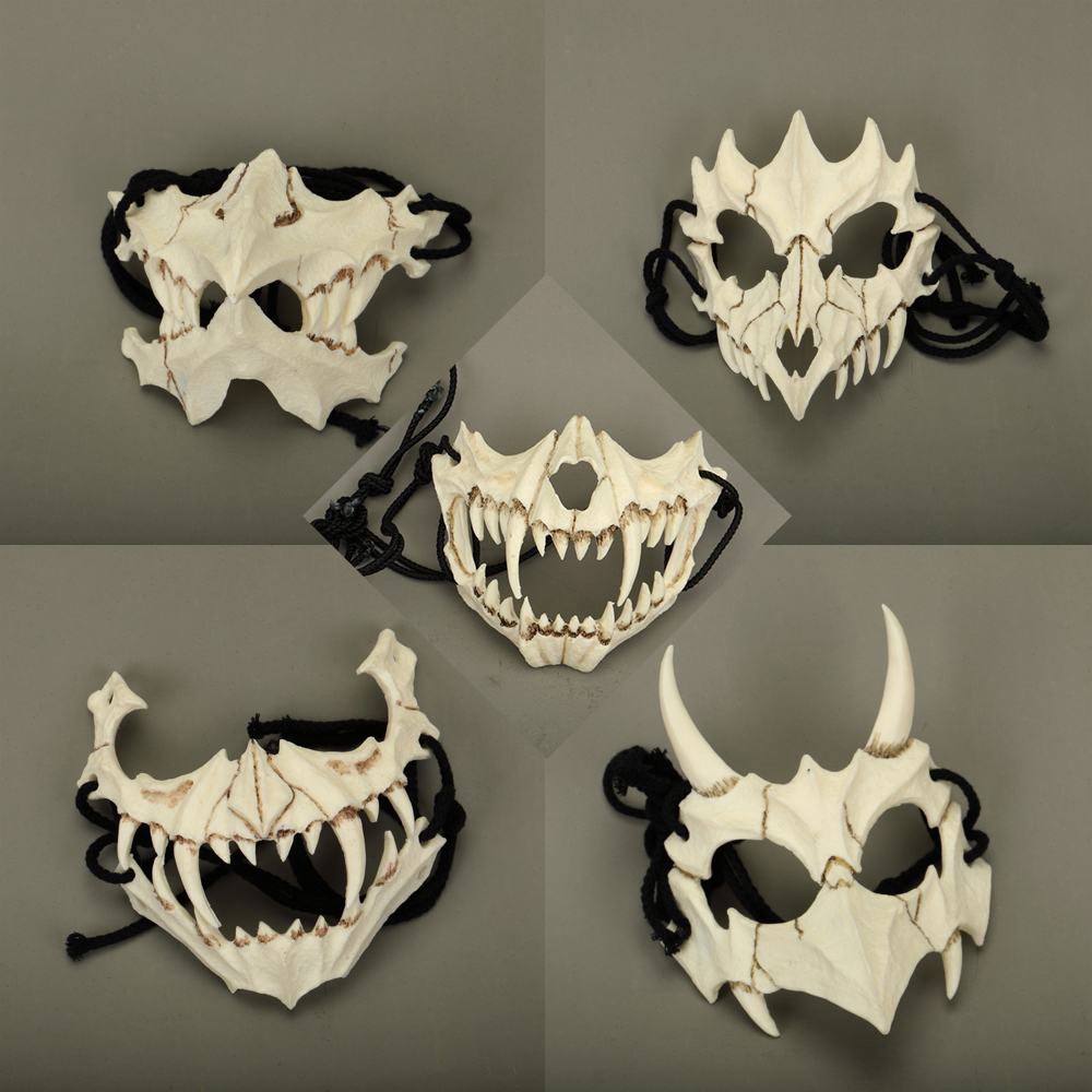 5 Soorten Japanse Dragon God Masker Milieuvriendelijke en Natuurlijke Hars Dier Masker Voor Themafeesten Cosplay Masker Handgemaakte