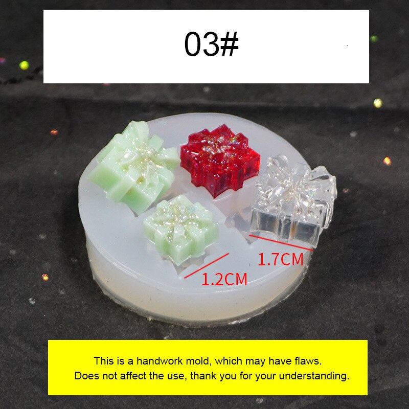 Caja de de molde de Navidad, molde de silicona Flexible, molde de decoración para el hogar pequeño, moldes para joyería de resina de Moldes de resina epoxi esmerilado