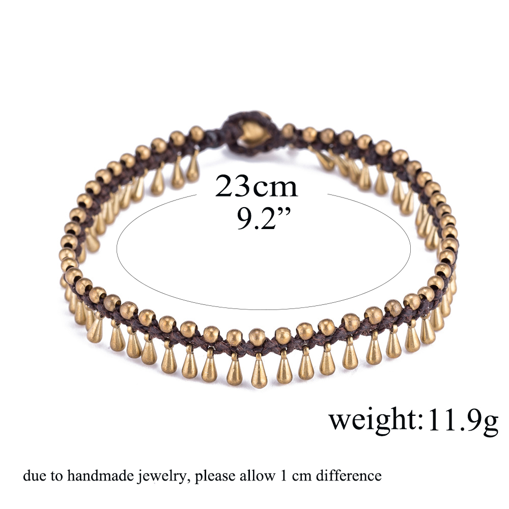 Handmade Anklets For Women Hand-Woven Water Shape Alloy Wax Rope Chain Bracelet Vintage Anklet Foot Chain On The Leg
