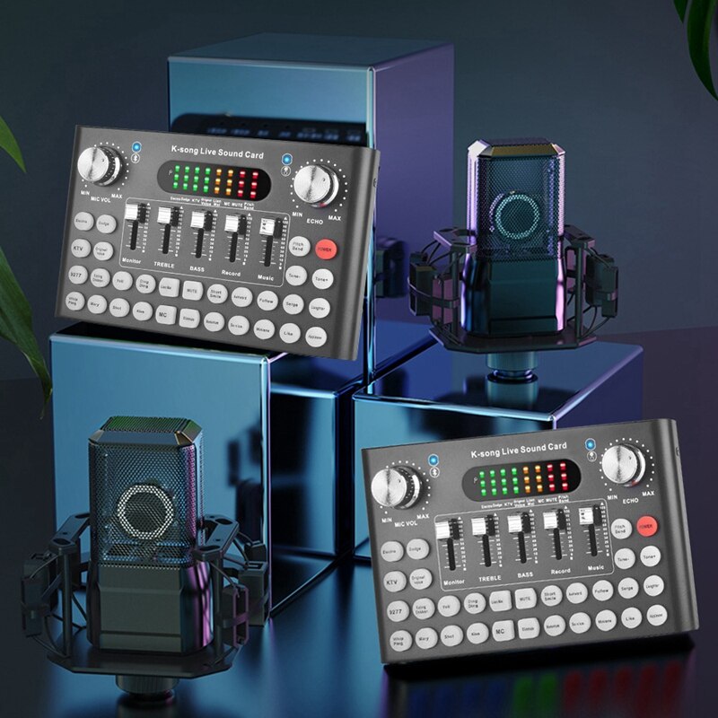 Geluidskaart Audio Usb Externe Geluidskaart Webcast Persoonlijke Live-uitzending Voor Telefoon Computer Studio Record
