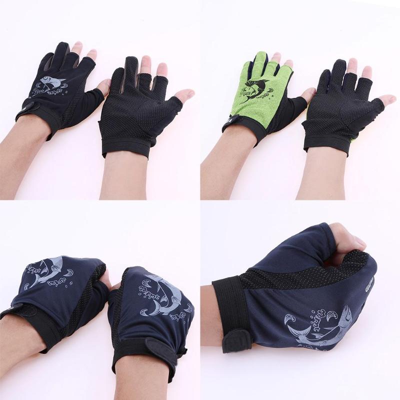 Guantes de pesca antideslizantes de medio dedo, accesorios para herramientas de pesca, , 1 par