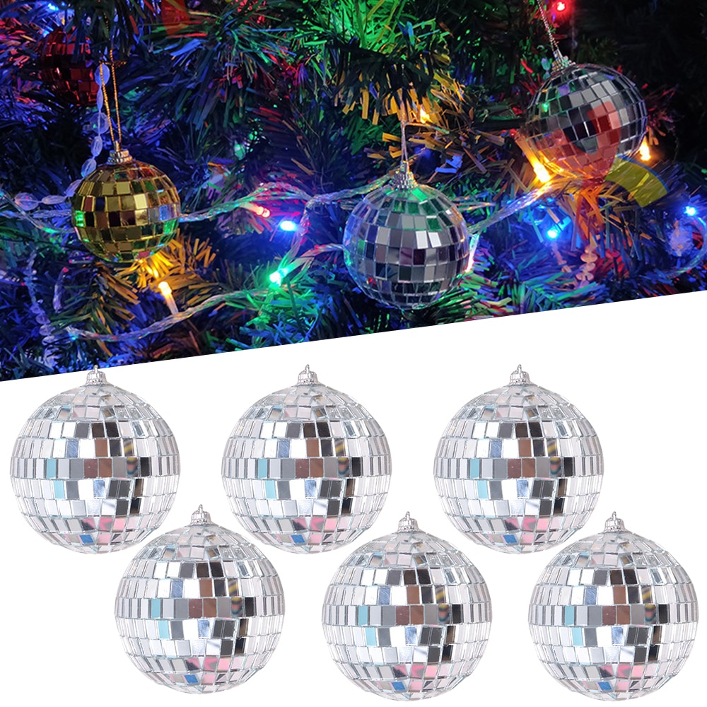 4cm/5cm Reflective Glass Rotating Mirror Ball Christmas Ball Ornaments Disco DJ Ball Light For Christmas Birthday Party Wedding
