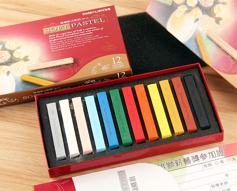 taiwan simbalion kalk diy maleri pastell myk pastell sett fargetegning fargemaling 12/24/36/48/60 stk sett: Lange 12 farger