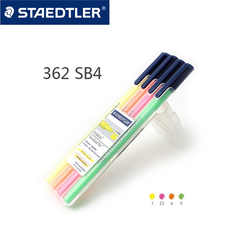 5 stk staedtler triplus textsufer trekantet highlighter 362 trigonometrisk lastning neon pen gul / pink / orange / grøn farve