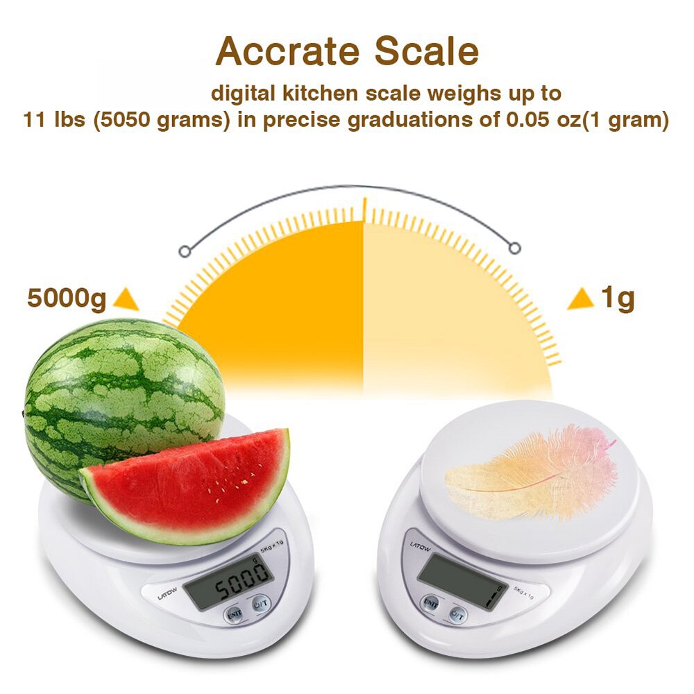 Balance numérique électronique portable avec LCD pour cuisine, 5 kg,mesure du poids des aliments, nouveauté, Steelyard