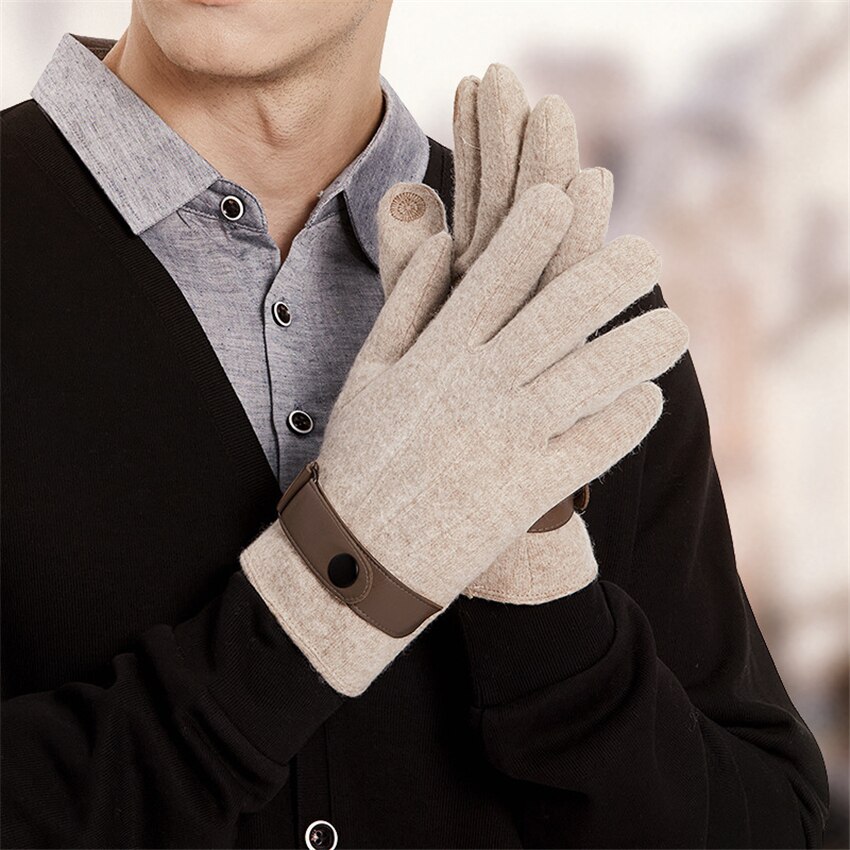 Winter Warm Handschoenen Voor Mannen Outdoor Touch Screen Winddicht Koude-Proof Zelfopwarming Mannen Handschoenen Business wollen Handschoenen