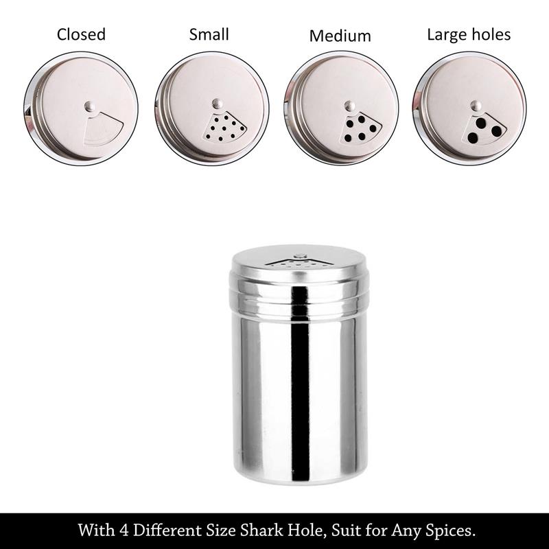 Stainless Steel Seasoning Shaker Rotatable Top Seasoning Bottle Spice Shaker Spice Jars Salt Spice Pepper Shaker Kitchen Tools