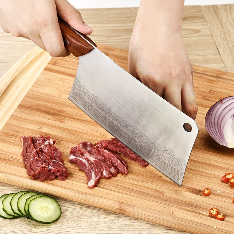 Meat Knife Kitchen Cleaver Chinese Chef Knives 8 inch 7CR17 Stainless Steel Wood Handle Sharp Blade Slicing Cutting Knives Tools