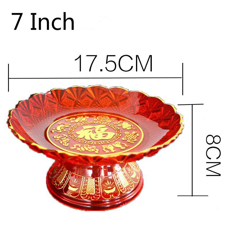 Chinese Karakter &quot;Fu&quot; Crystal Fruit Lade Plastic Lade voor Boeddhistische Boeddhistische Levert Woonkamer Meubels 10 Cm Hoge: 7Inch