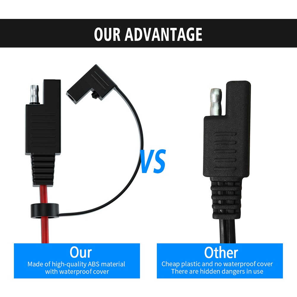 Waterproof OT Terminal Cable 1.4m Connecters Extension Cord Cable Motorcycles Battery Charger SAE Connector Socket Cable wi/Fuse