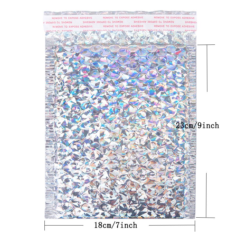 50 PCS/Lot Rose Gold Plastic Bubble Envelopes Bags, Padded Envelope, Waterproof Bubble Bags: Laser 18x23cm