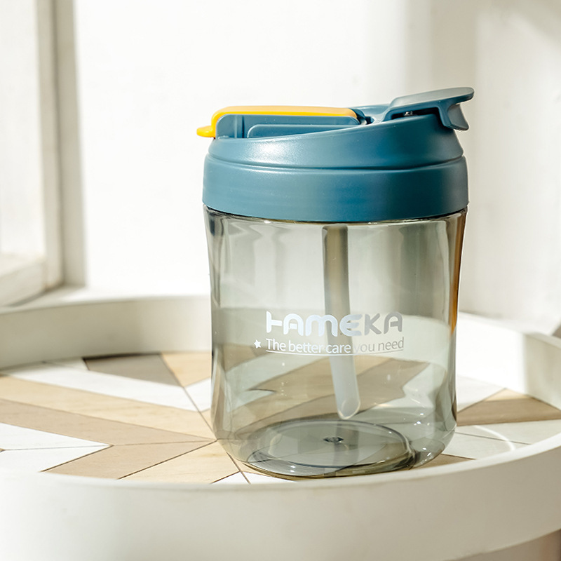 Summer minimalist office women's straw cup, coffee milk tea cup, casual cup for drinking directly: Blue