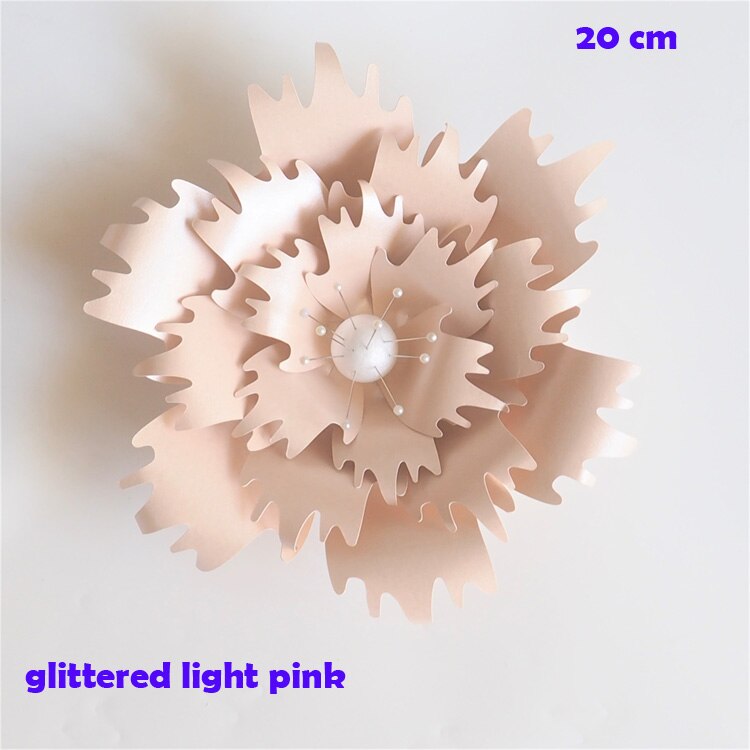 20CM Thick Cardstock Rose DIY Paper Flowers For Wedding & Event Backdrops Decorations Baby Nursery Wall Decor Video Tutorials: Glitter Light Pink