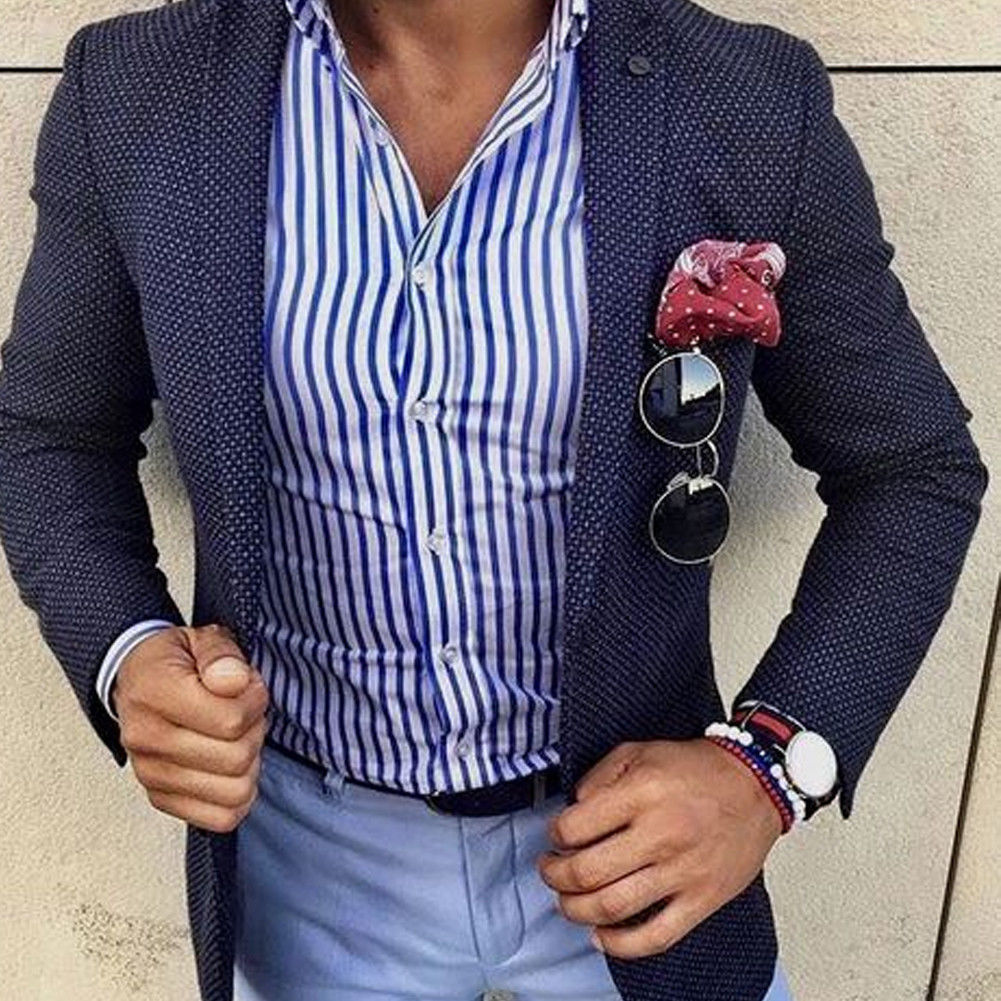 Miesten luksus tyylikäs slim fit business rento paita uusin sprintti syksy yksinkertainen raita pitkähihaiset paidat topit