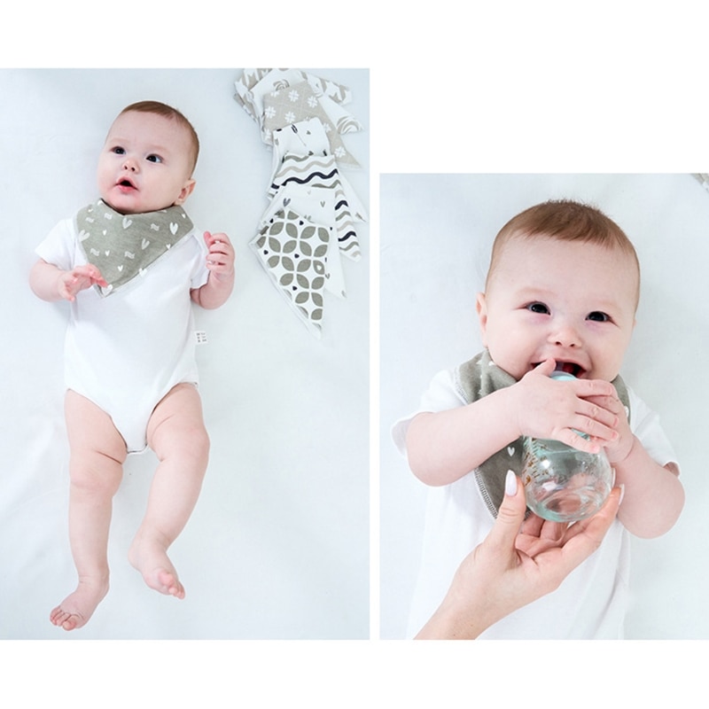8 Pcs Baby Newborn Feeding Bibs Soft Cotton Saliva Towel Toddler Triangle Scarf