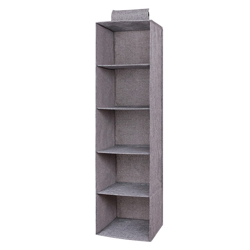 Closet Cabinet Cotton and linen Organizer Hanging Pocket Clothes Storage Clothing Home Organization Accessories Supplies: Five layers of gray