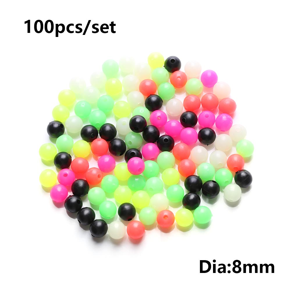 100PCS Mixed Color Round Fishing Cross Beads Double Pearl Floats Ball PE Plastic Stoppers Carp Fishing Tackle Acces: 8mm
