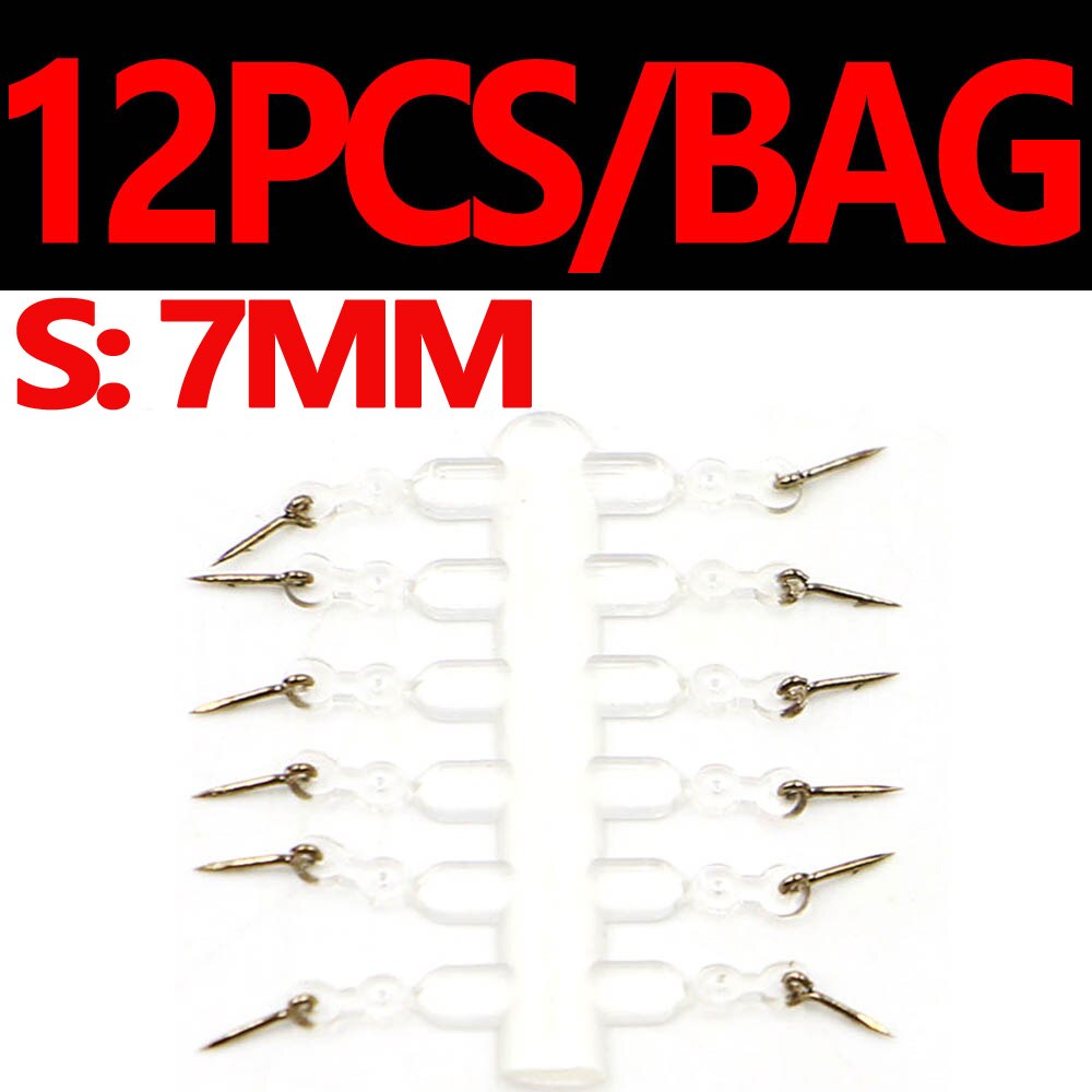 Wifreo 12 st metall bete spike karp fiske krok bete sting boilies stift med klart gummi majs ronnie hår rigg karp matare tackla: S 7mm 12 st