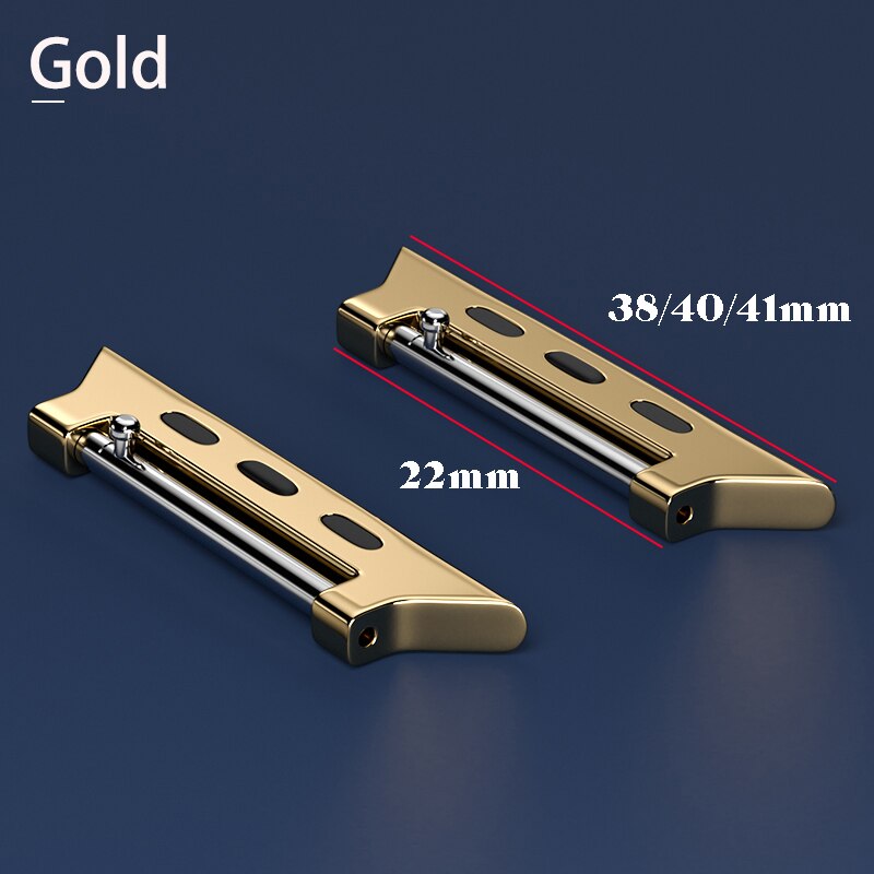 Connector Adapter for Apple Watch Band Series 7/SE/6/5/4/3/2 Quick release Connectors for Iwatch 42/38/45/41mm Stainless Steel: 22-38 Gold